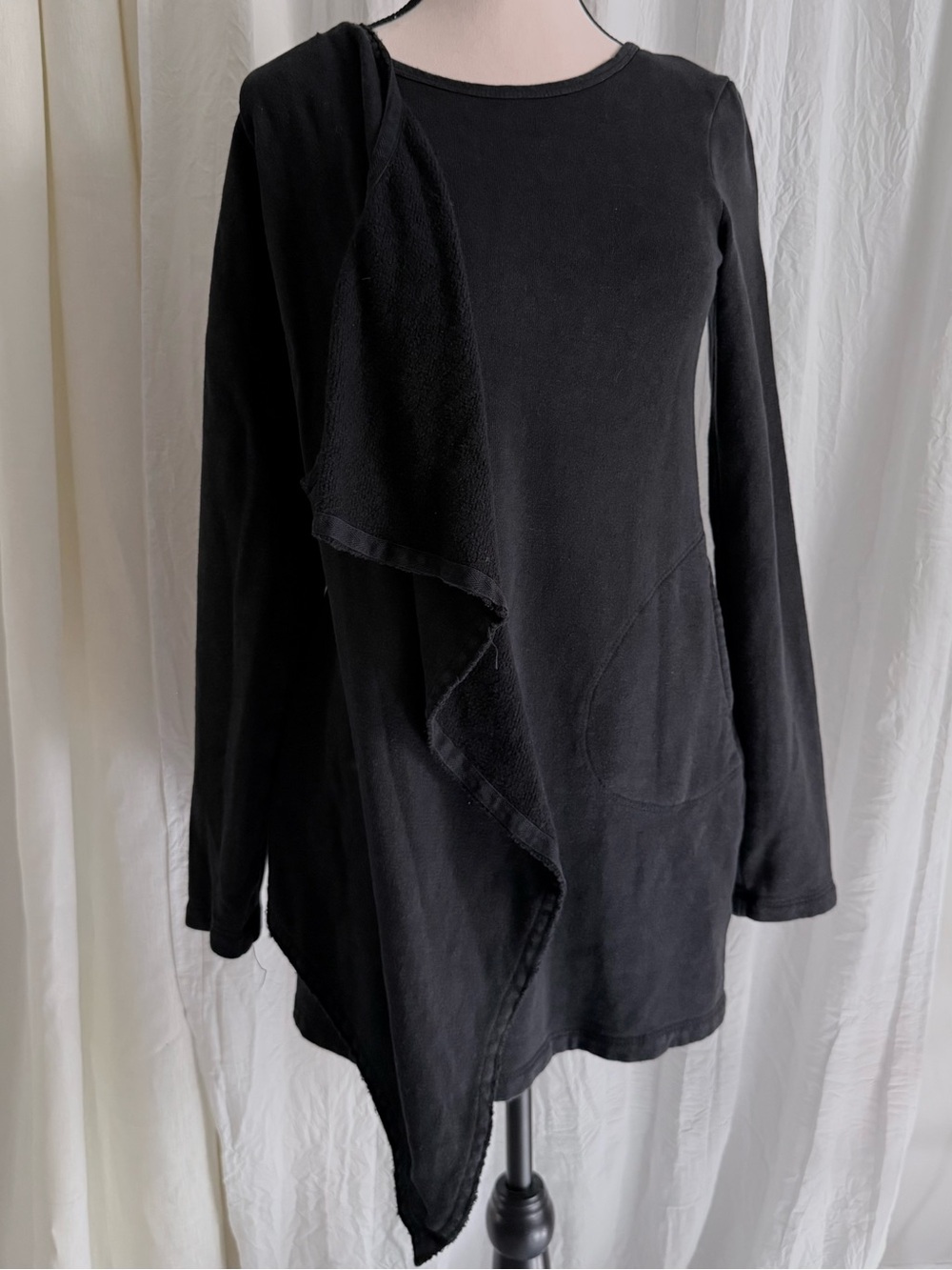 Prairie Underground Sweatshirt Tunic XS Black Hemp Organic Cotton Asymmetrical